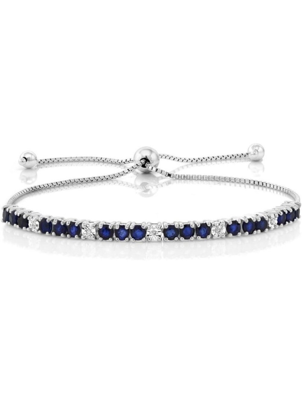 Stunning 2.05 Ct Blue Sapphire & Diamond Tennis Bracelet for Women - Elegant